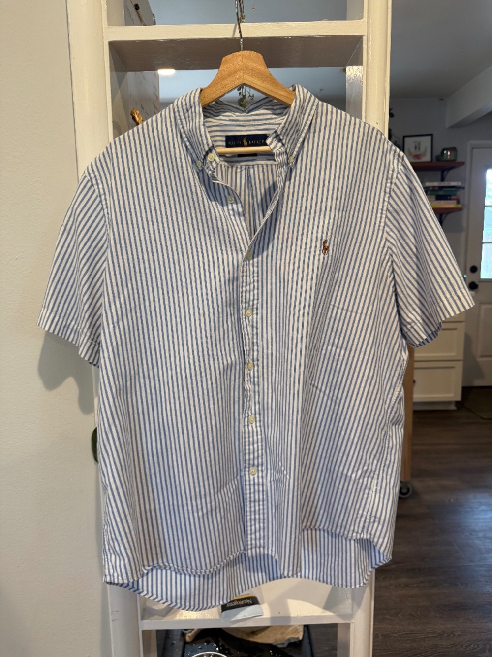 Ralph Lauren Blue Striped Short Sleeve Shirt Men's XL